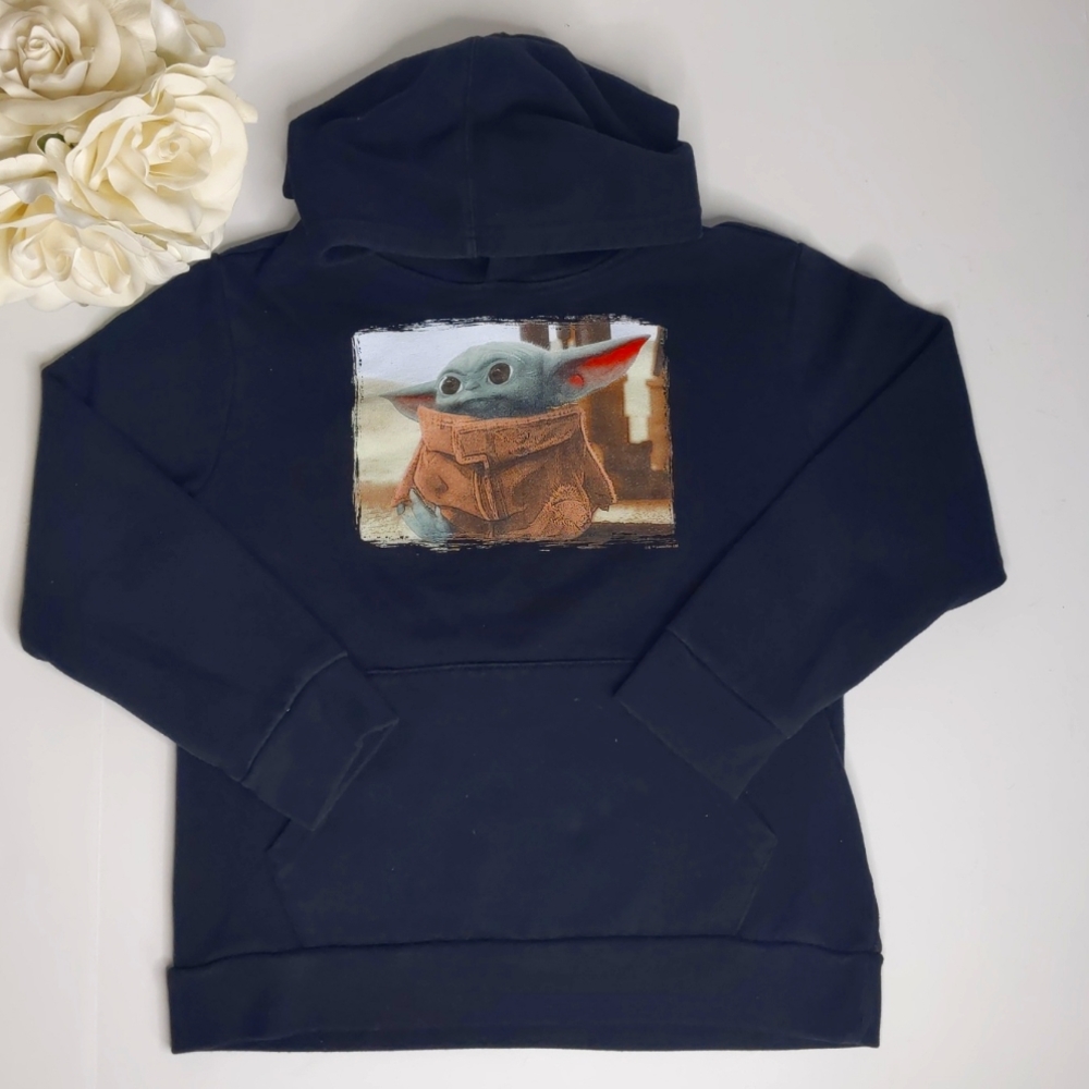 Old Navy Hoodie Baby Yoda Black Sweater Size Medium 8